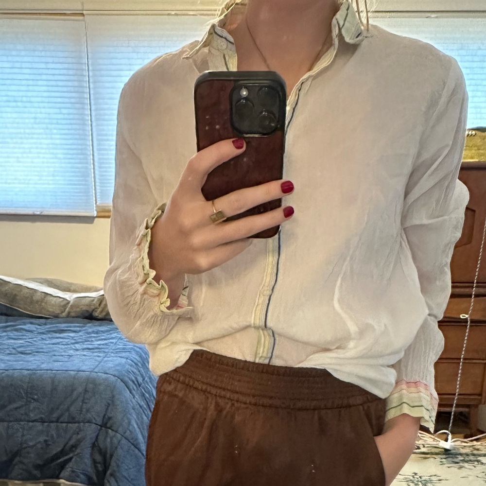 Vintage Mudo Collection Cotton Long Button Down Blouse